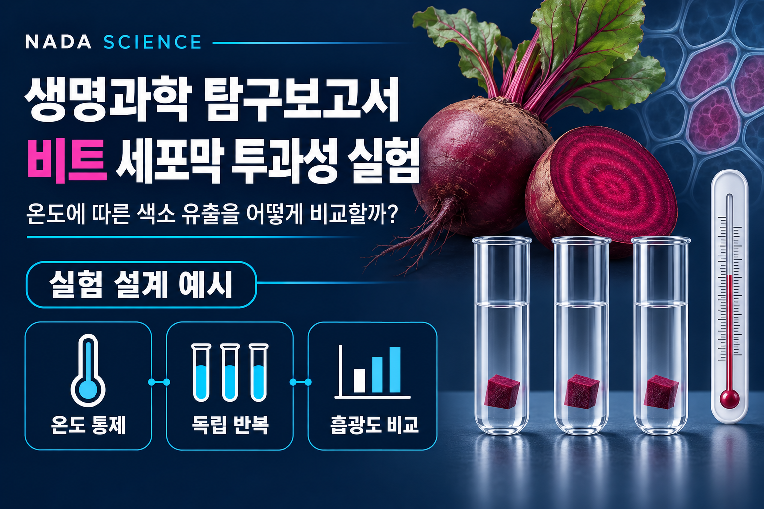 생명과학 탐구보고서 주제｜비트 세포막 투과성 실험과 온도별 색소 유출 탐구 안내